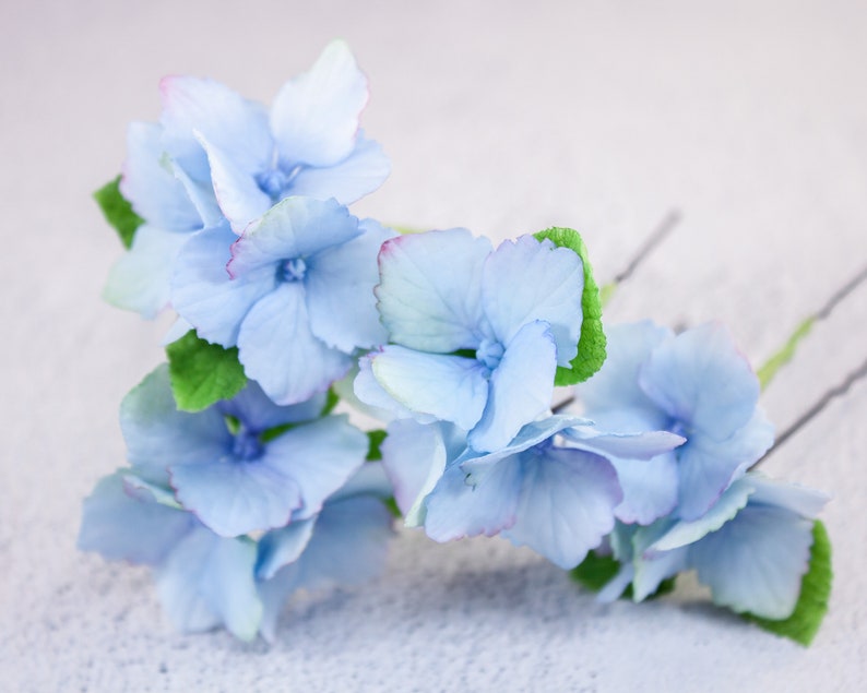 Hydrangea Hair Pins Set of 4 Hair Pins Blue Hydrangea Floral Etsy