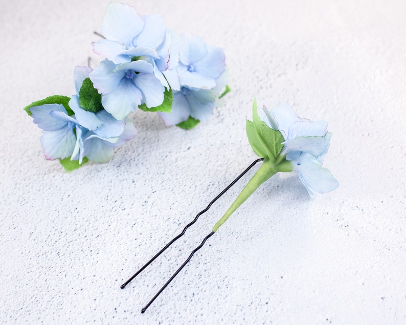 Hydrangea hair pins Set of 4 hair pins Blue hydrangea Floral Etsy