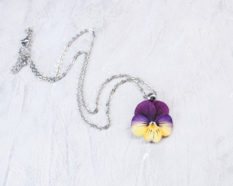 Pansy Pendant. Realistic Flower Necklace. Nature Lovers Gift Etsy