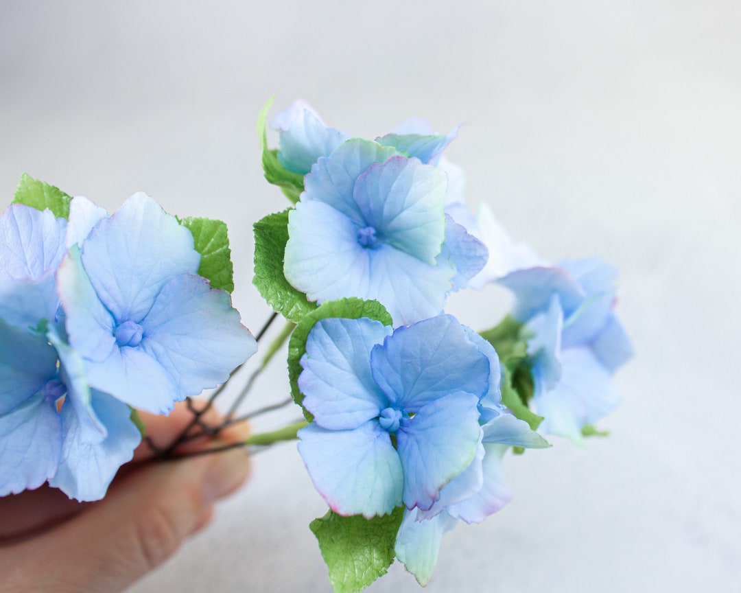 Hydrangea Hair Pins Set of 4 Hair Pins Blue Hydrangea Floral Etsy