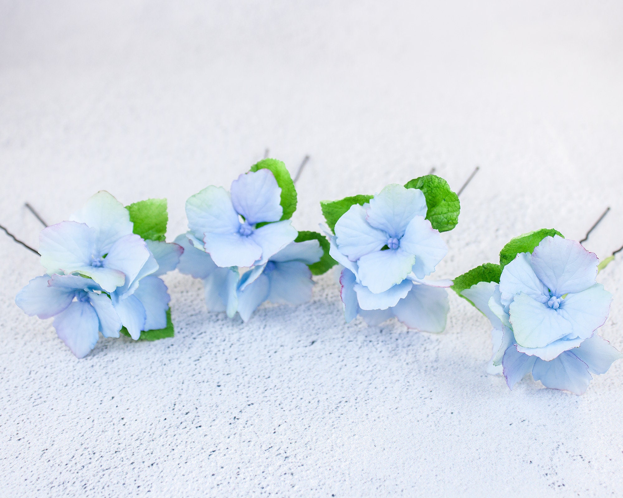 Hydrangea hair pins Set of 4 hair pins Blue hydrangea Floral Etsy