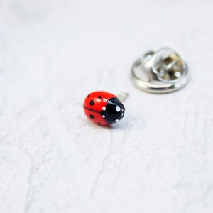 Ladybug pin Realistic miniature ladybird brooch image 2