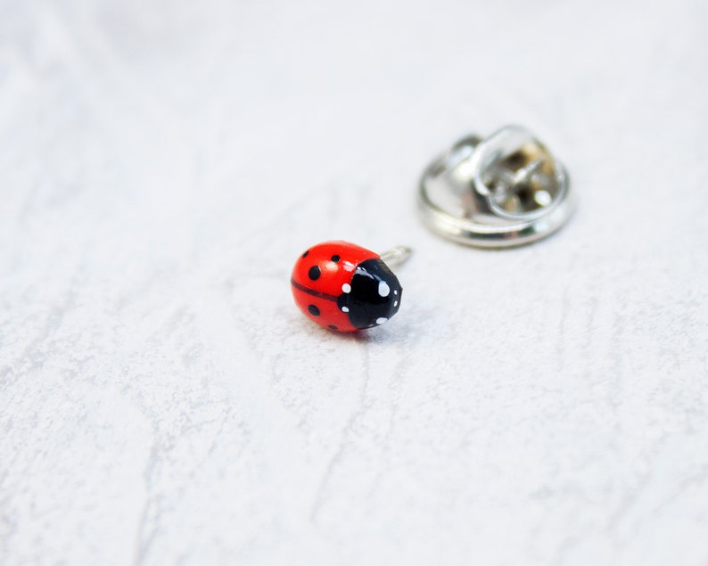 Ladybug pin Realistic miniature ladybird brooch image 2