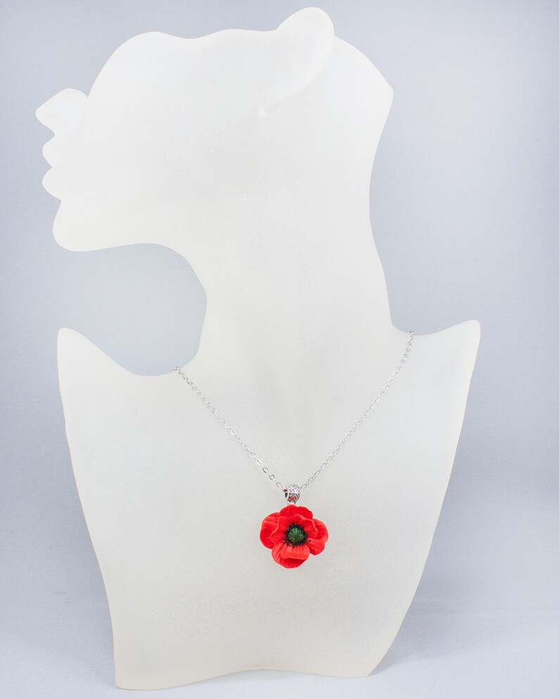 Red poppy jewelry set. Poppy earrings. Poppy necklace. Red Etsy
