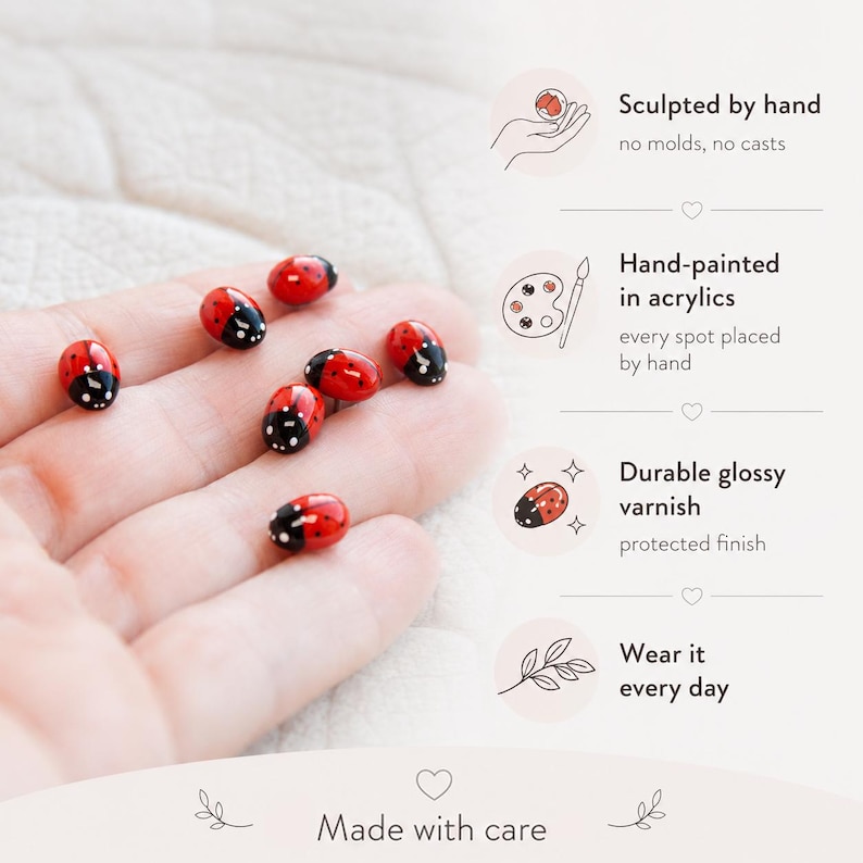 Ladybug pin Realistic miniature ladybird brooch image 6