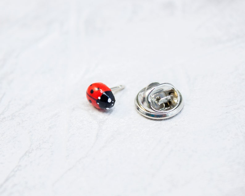 Ladybug pin Realistic miniature ladybird brooch image 4