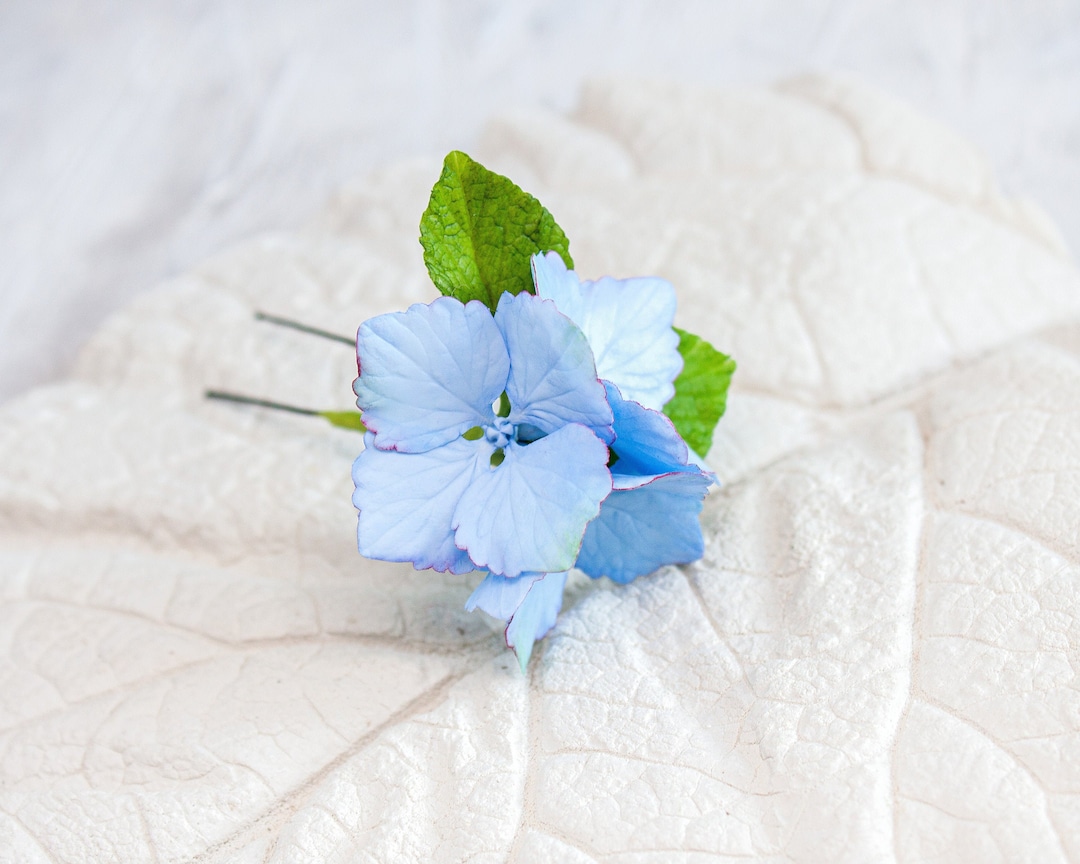 Hydrangea Hair Pins 1 Pc Blue Hydrangea Bridal Flowers Hairpin Etsy