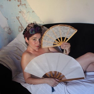 Embroidered silk crafted wooden hand fan