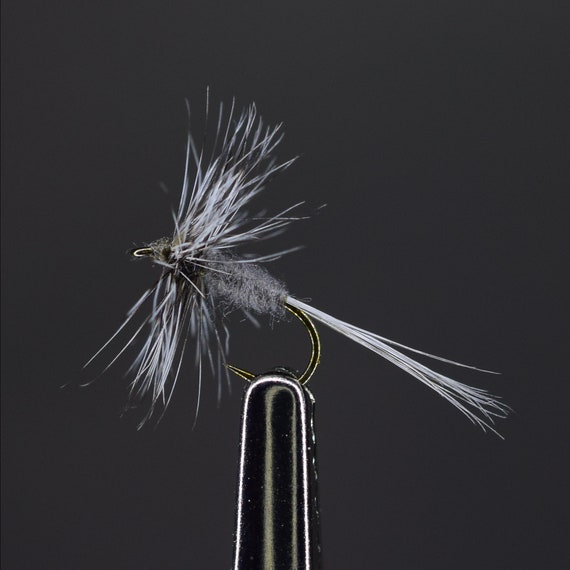 Lot 6 Custom Angler Size 14 Adams Caddis Bucktail Dark Fly Fishing Dry Flies 