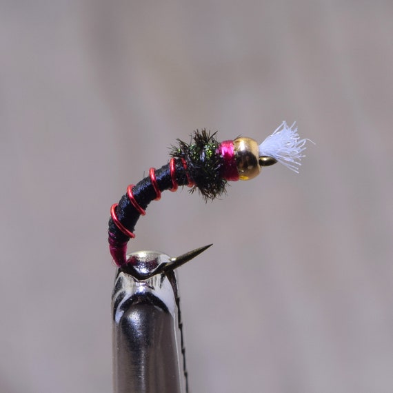 Flies 18 GO TO PATTERN Purple Zebra Midge Nymph Fly with wing sz Sporting Goods cub.co.jp