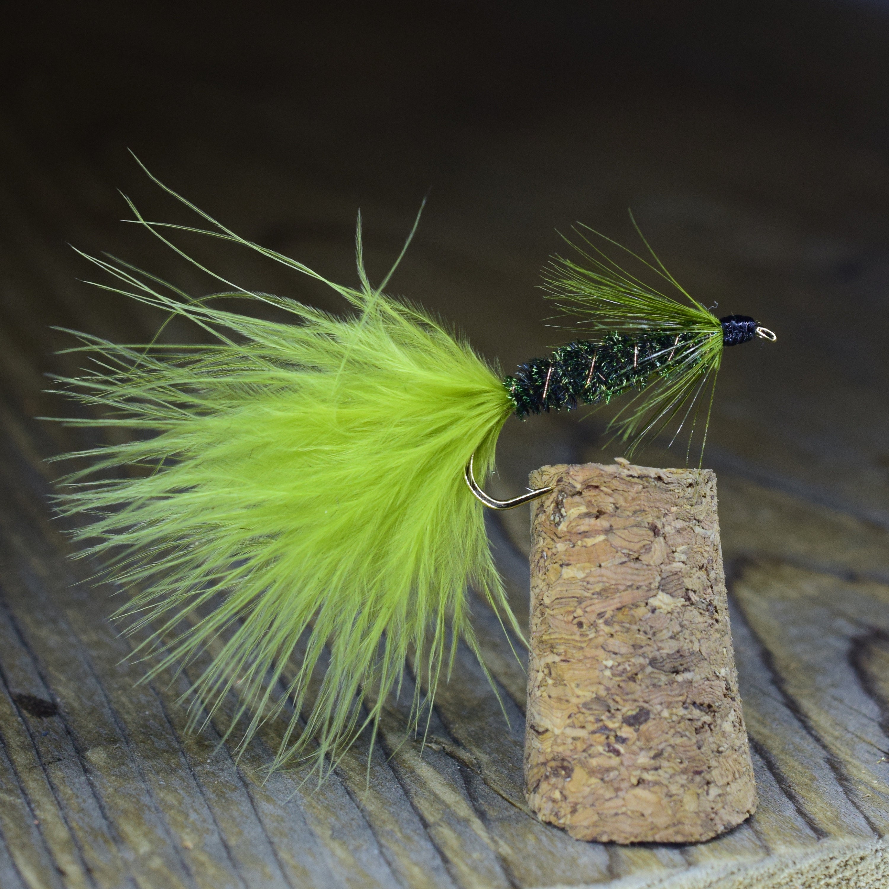 Olive Black Bead Head Crystal Woolly Bugger Streamer Fishing Fly Hook Size 8