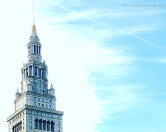 Terminal Tower Against Light Blue Sky, Cleveland, Ohio