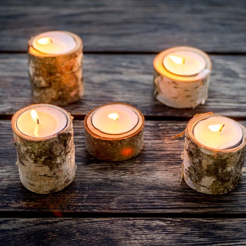 SET OF 5 / Wooden Candle Holders / Tea Light Holder / Tree Etsy