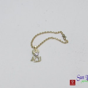 Miniatuur persoonlijke gouden monogram ketting met diamant afbeelding 3