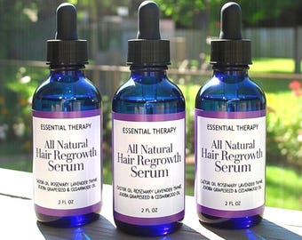 Sérum para el crecimiento del cabello totalmente natural / Mezcla de aceites de romero, lavanda y tomillo, paquete de 3