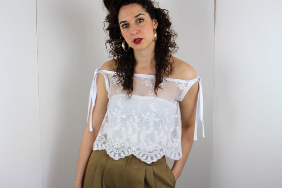 by Sheleen Vintage Crocheted Vest double breasted Crop Vest S