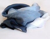 Inky Blue Ombre DIP kleurstof zijden sjaal