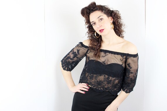 black lace off the shoulder top