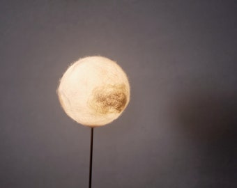 The Crescent Moon - Full Moon  night light wool felt wood craft