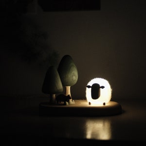 The Sheep in the Woods night light wood and felt image 8