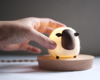 The Sheep night light wood and felt