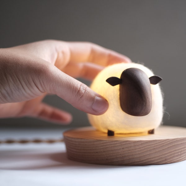 The Sheep night light wood and felt