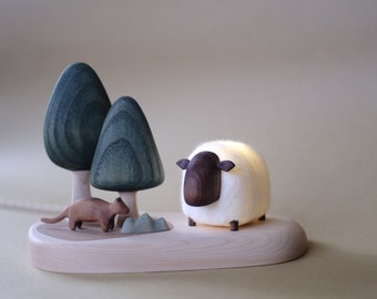 The Sheep in the Woods | night light wood and felt