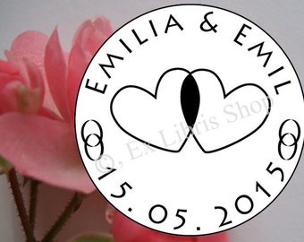 Personalized wedding stamp "Two hearts", custom stamp, wedding stamp, personalized save the date stamp, personalized wedding stamp, 805