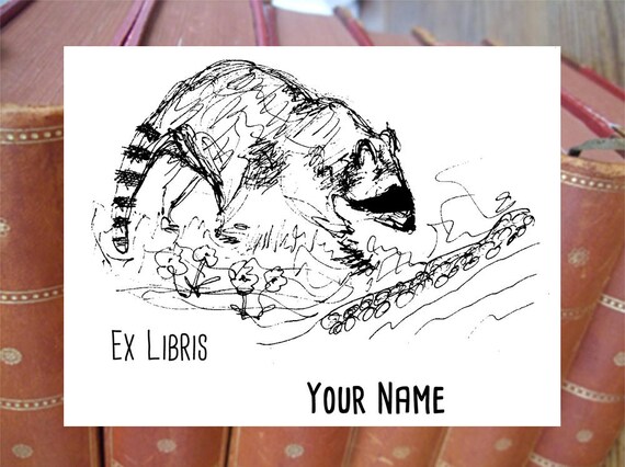 Bookplate Stamp Or Stickers Racoon Custom Exlibris Stamp Personalized Ex Libris Stamp Book Stamp Library Stamp Librarian Stamp 201