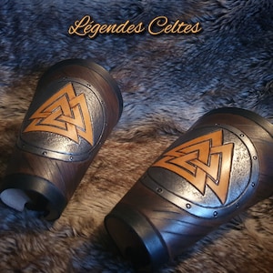 Pair of handmade vegetable tanned leather Viking armbands
