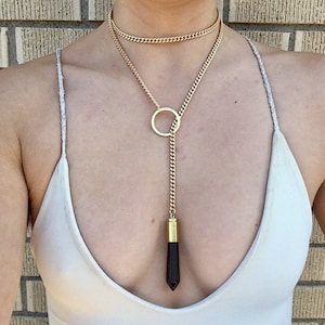 Obsidian Golden Wrap Necklace