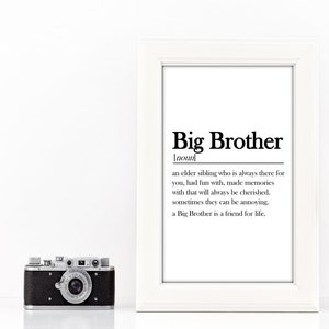 Digital PDF file download Big Brother dictionary definition quote print, poster, wallart, home decor, gift