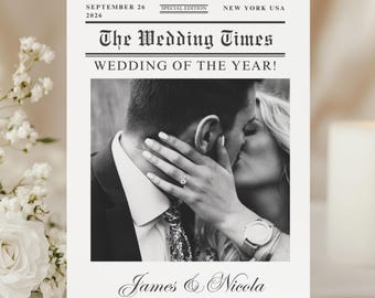 Wedding Newspaper Template | Wedding Program | Order of the Day | Editable Canva | USA & UK Sizes