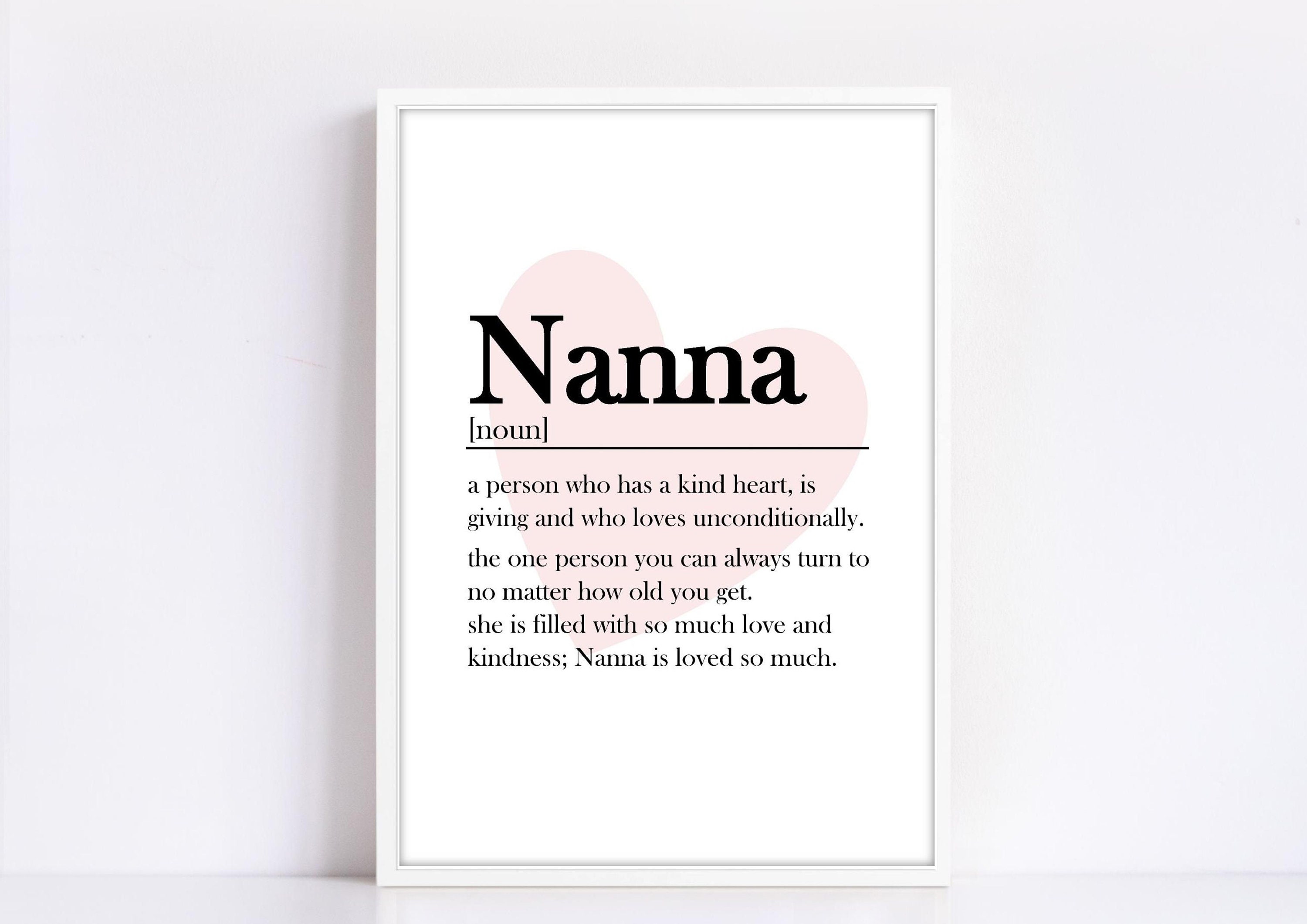 Nanna heart definition dictionary quote print mother's Etsy