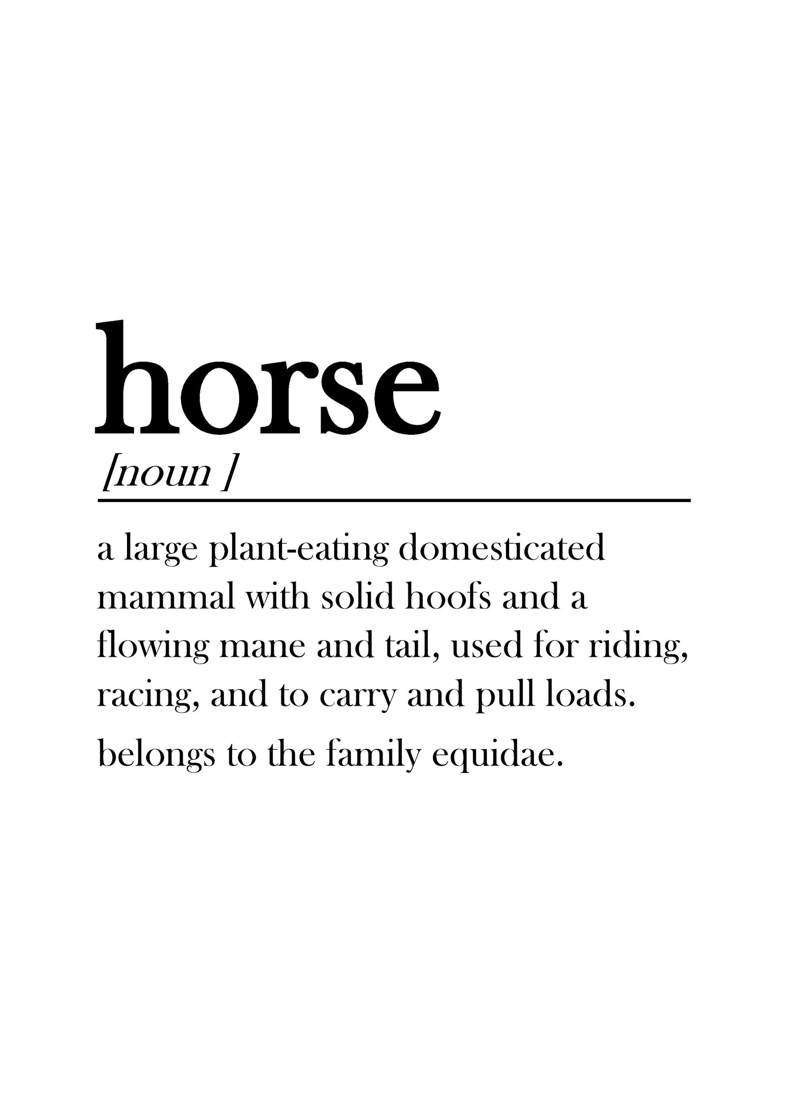 Horse definition dictionary quote print birthday gift Etsy