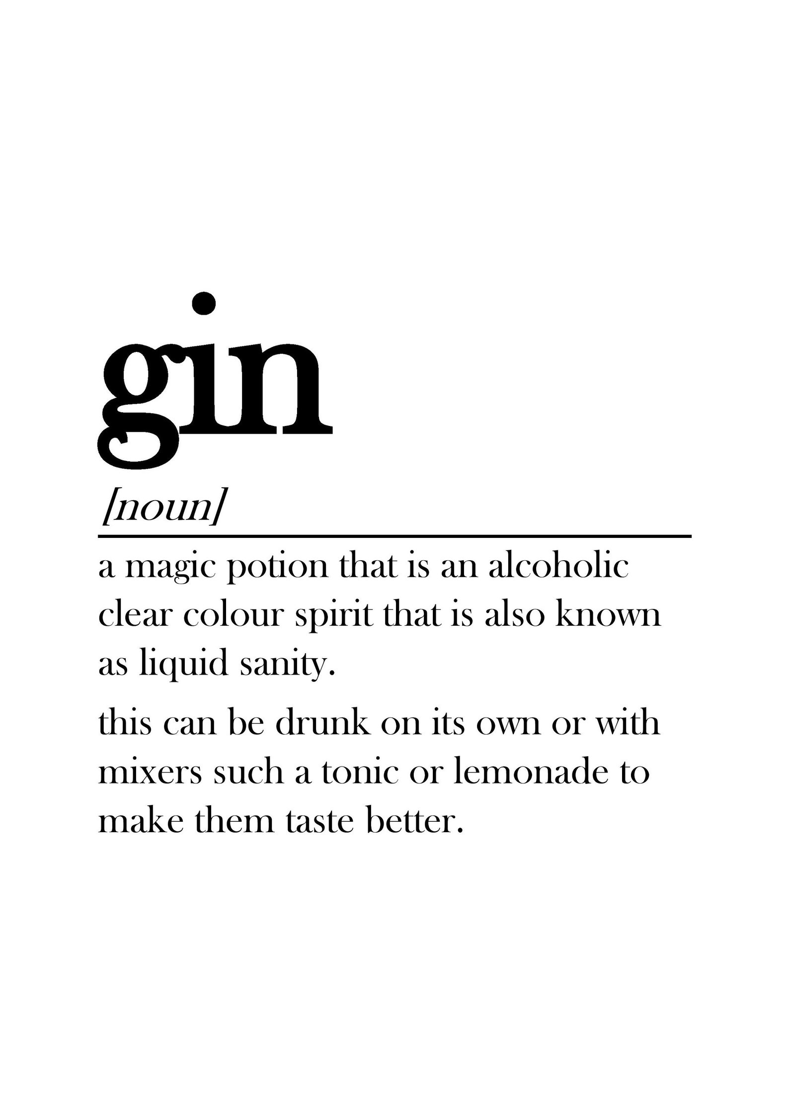 Set of Three Gin Quote Prints Gincident Gin Definition This Etsy UK