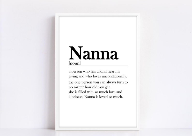 Digital PDF File Download Nanna Dictionary Definition Quote Etsy 