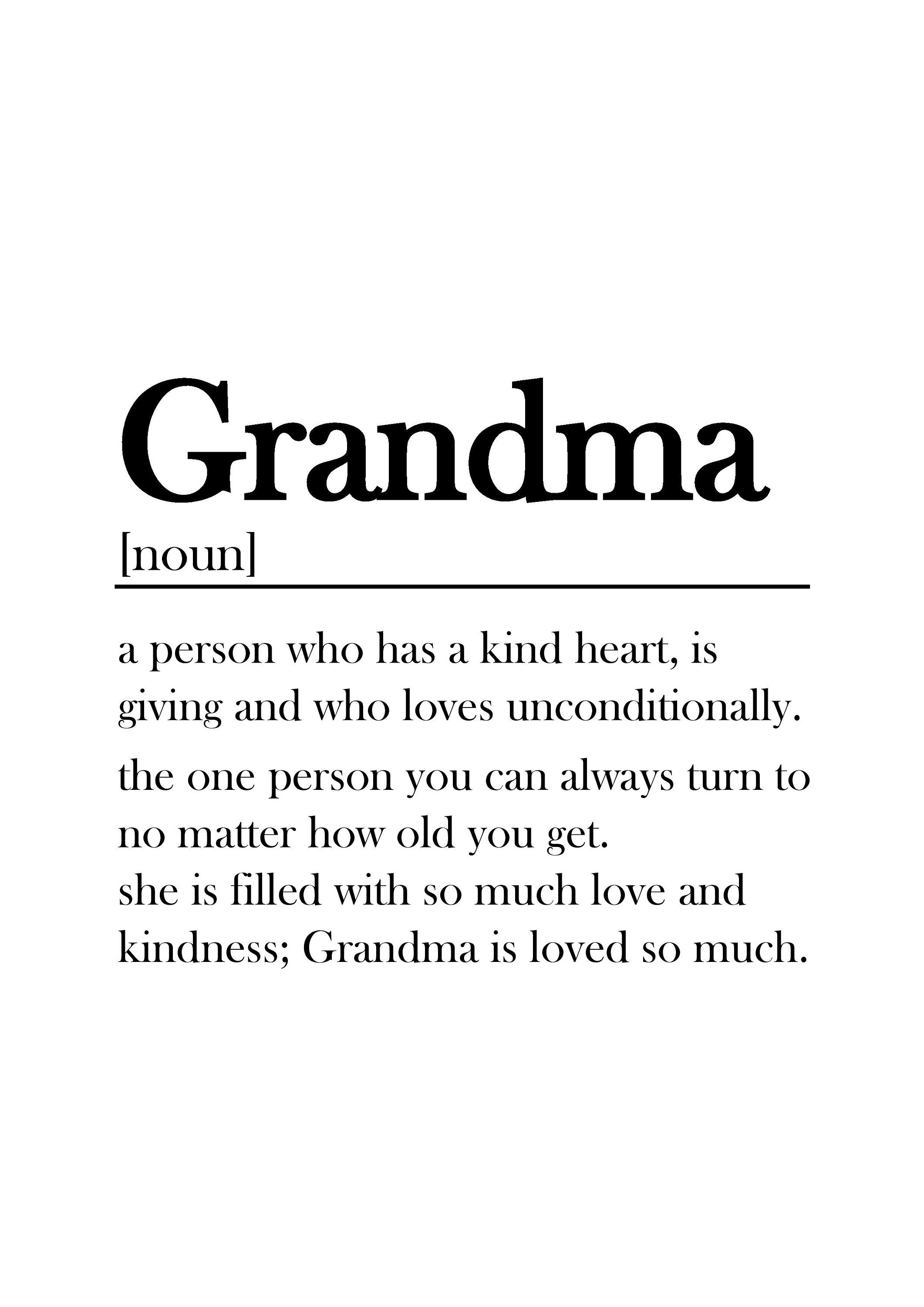 Grandma Definition Dictionary Quote Print Mother's Day Etsy UK