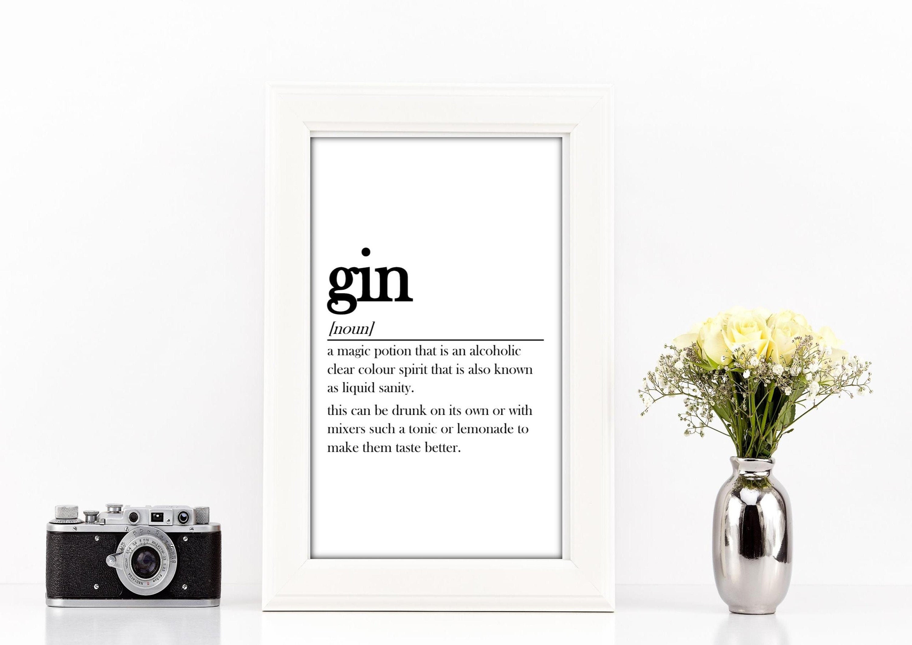 Gin Definition Dictionary Funny Humour Quote Print Bedroom Etsy Australia
