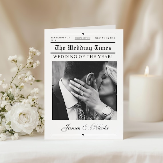 Wedding Newspaper Template | Wedding Program | Order of the Day | Editable Canva | USA & UK Sizes