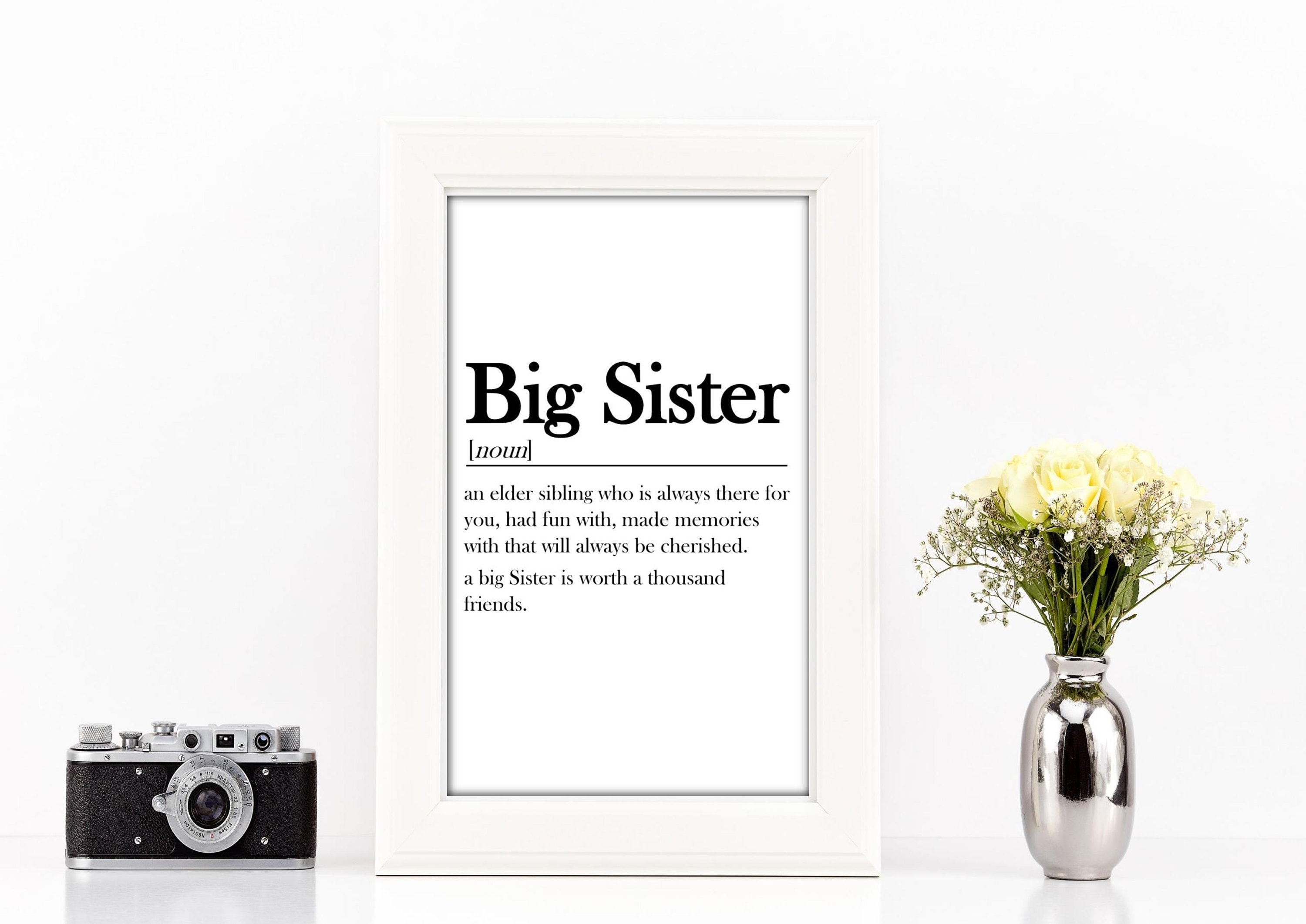 Big Sister Definition Print, Personalised Gifts, Sister Gift