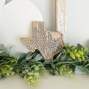 Texas Wildflower State Sign – Laser Cut Wood Wall Art – Rustic Texas Home Decor