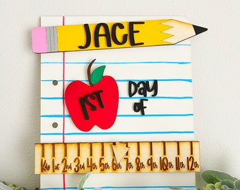First & Last Day of School Sign – Personalized Back-to-School Photo Prop – Interchangeable Grade Marker