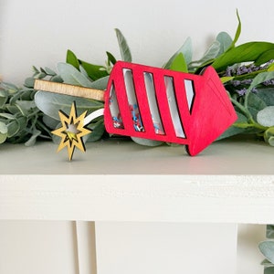 Firework Rocket Shaker Sign – Red Fourth of July Tiered Tray Decor – Patriotic Handmade Mini Wood Sign – Festive Summer Shelf Accent