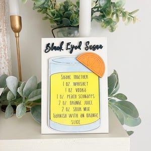 Black Eyed Susan Cocktail Recipe Sign - Handmade 3D Drink Recipe Decor - Bar Cart Decor - Home Bar Sign - Maryland Drink Gift