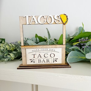 Rustic Wooden Taco Bar Sign: Fiesta Party Decor