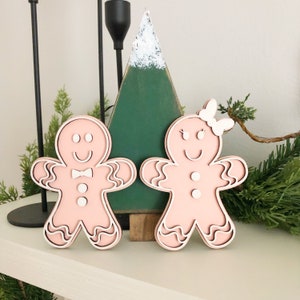 Blush Gingerbread People, Christmas decor, gingerbread men.