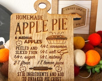 Mini Apple Pie Recipe Sign – Tiered Tray Kitchen Decor – Farmhouse Fall Baking