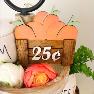 Peaches in a crate sign, tiered tray decor