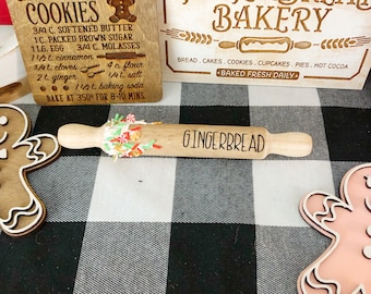 Mini Gingerbread Rolling Pin – Christmas Tiered Tray Decor – Gingerbread Kitchen Sign
